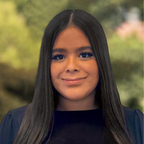 Woman wearing navy blouse