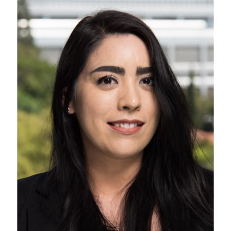 Samantha wearing a dark suit