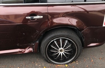 Damaged sedan